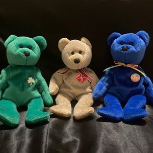 BUNDLE 3 Retired TY Beanie Babies, Erin, 1999, & Clubby NO TAGS